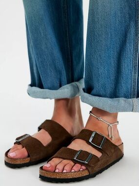 Women’s Double-Buckle Slide Sandals in Brown well loved size 38